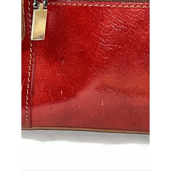 Christian Florence Made In Italy Leather HandBag Red With Brown Handle Dust Bag - Picture 5 of 15